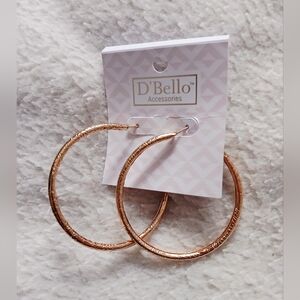 Gold Textured Hoop Earrings, Never Used.